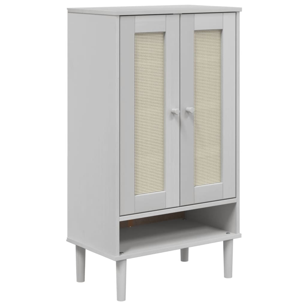 Vidaxl Schong Cabinet Senja 59.5x33x107 cm Rattan kuckt Pine wäiss wäiss