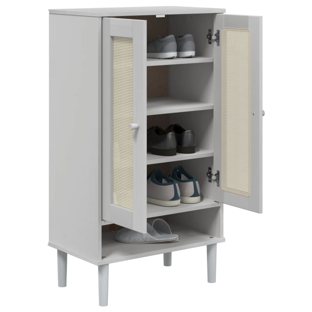 VidaXL Shoe cabinet Senja 59.5x35x107 cm Rattan look pine white white