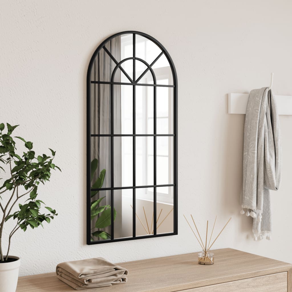 Bidaxl Wall Mirror Boog 40x80 cm Iron Black