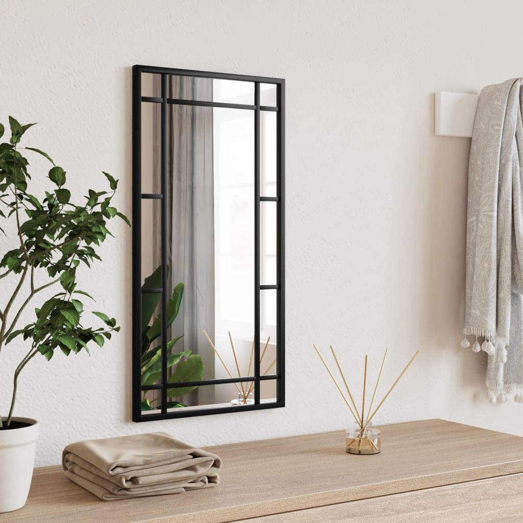 Vidaxl Mirror de pared rectangular 30x60 cm de hierro negro