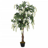 Vidaxl Wisteria de plante artificielle 1260 feuilles 180 cm vert et blanc