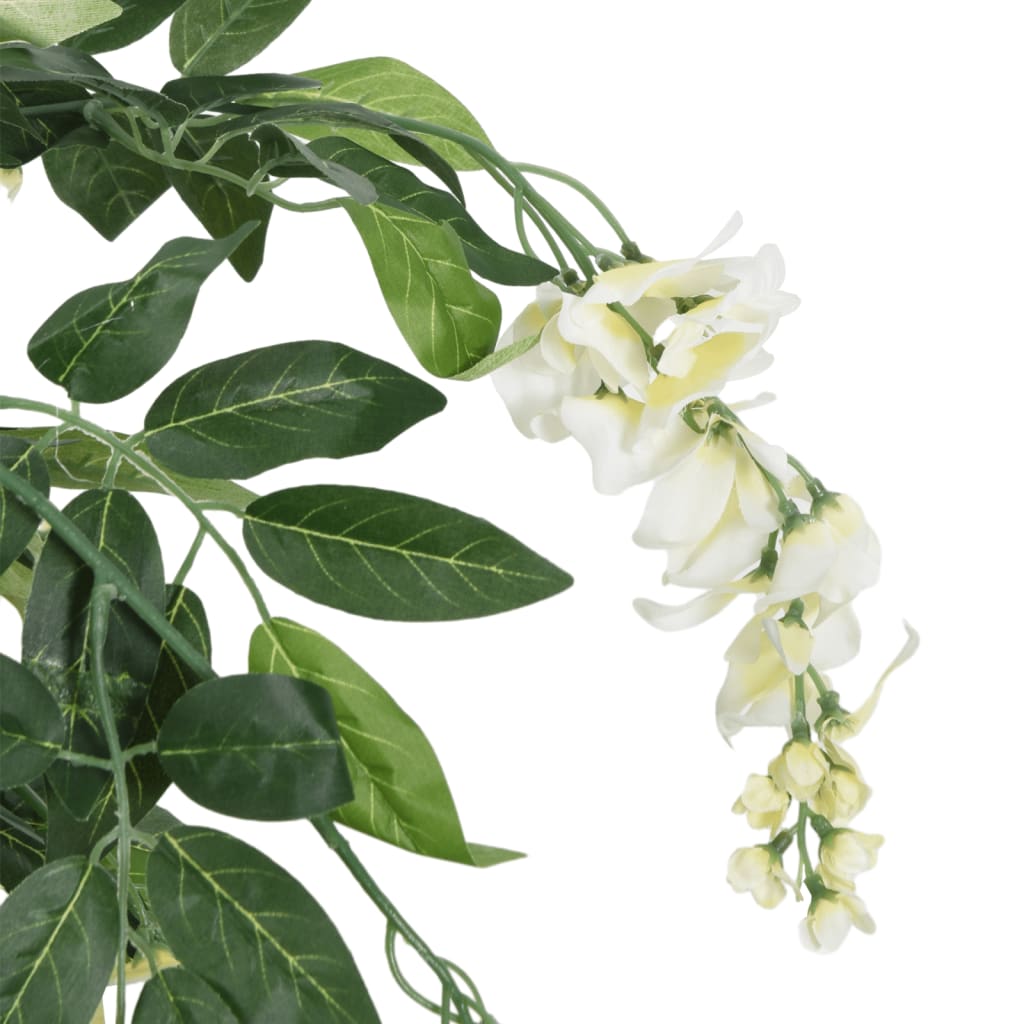 Vidaxl Artificial Plant Wisteria 1260 Leaves 180 cm Green and White