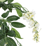 Vidaxl Artificial Plant Wisteria 1260 Leaves 180 cm Green and White