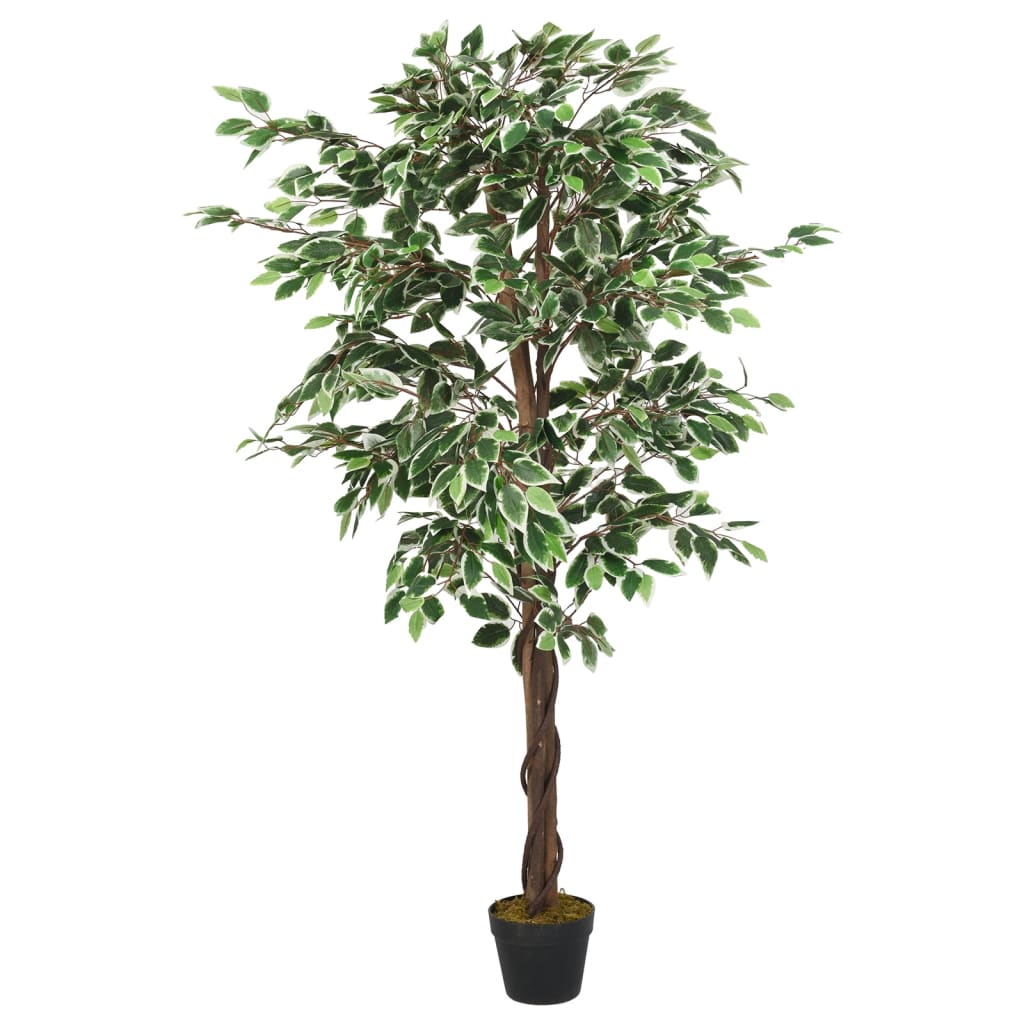 Vidaxl Umetna rastlina ficus 630 listi 120 cm zelena