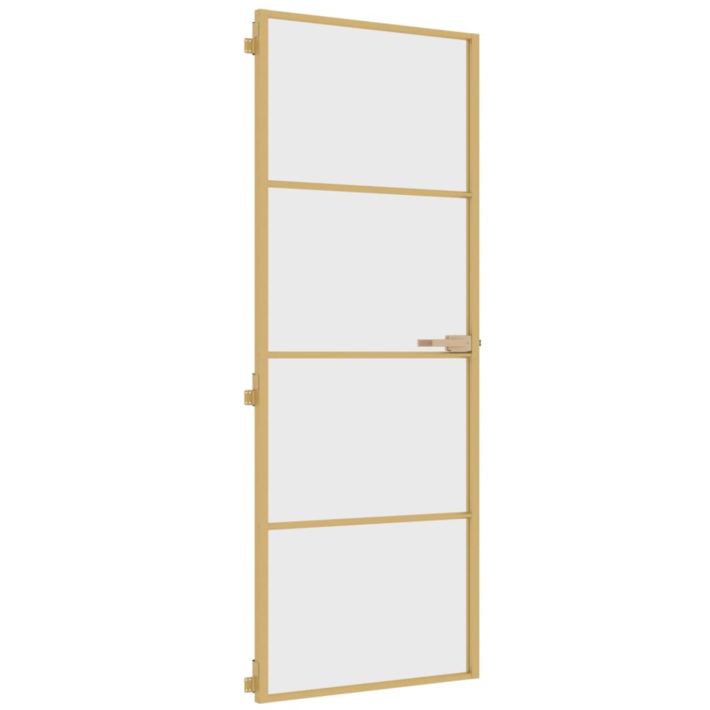 Vidaxl Porta interna stretta 76x201,5 cm in vetro temprato e colore in oro in alluminio