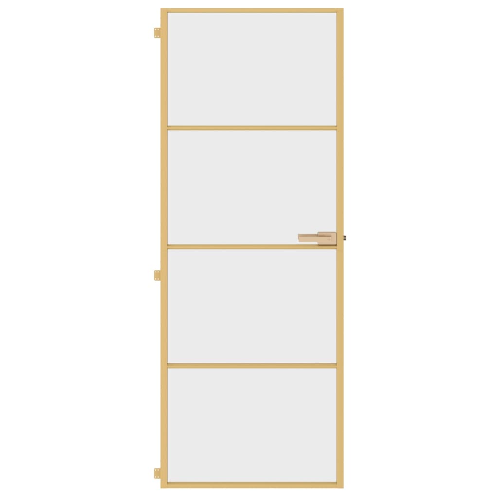 VidaXL Binnendeur smal 76x201,5 cm gehard glas en aluminium goudkleur