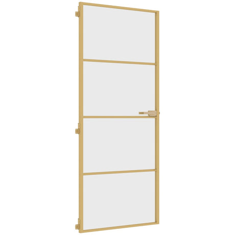 VidaXL Binnendeur smal 83x201,5 cm gehard glas en aluminium goudkleur