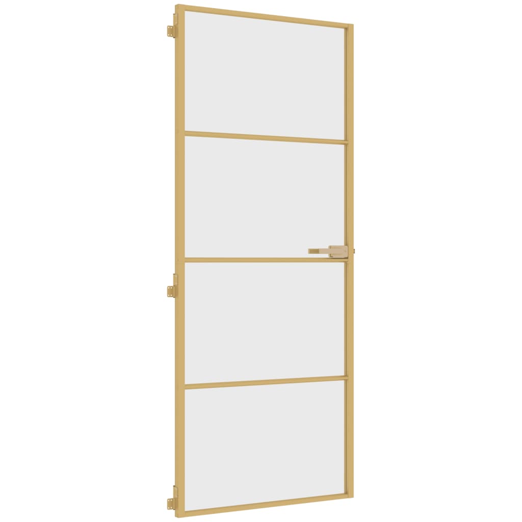 Vidaxl puerta interior estrecha 83x201.5 cm de vidrio endurecido y color de oro de aluminio