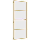 Vidaxl puerta interior estrecha 83x201.5 cm de vidrio endurecido y color de oro de aluminio