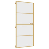 Vidaxl puerta interior estrecha 93x201.5 cm de vidrio endurecido y color de oro de aluminio