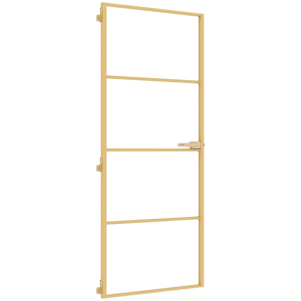 Vidaxl Porta interna stretta 83x201,5 cm in vetro temprato e colore in oro in alluminio