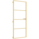 Vidaxl Porta interna stretta 83x201,5 cm in vetro temprato e colore in oro in alluminio