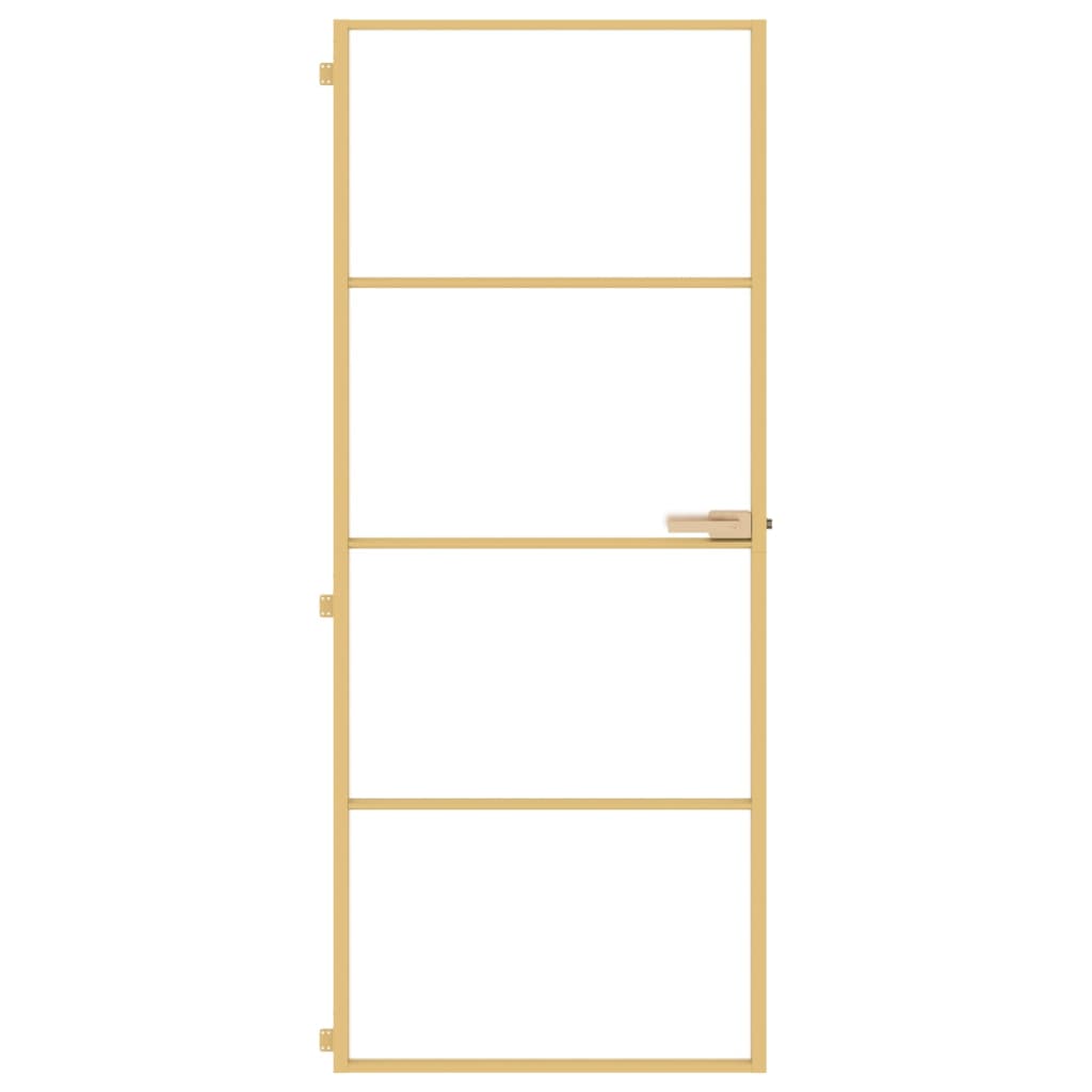 Vidaxl Porta interna stretta 83x201,5 cm in vetro temprato e colore in oro in alluminio