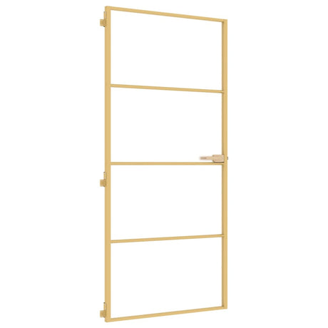 VidaXL Binnendeur smal 93x201,5 cm gehard glas en aluminium goudkleur