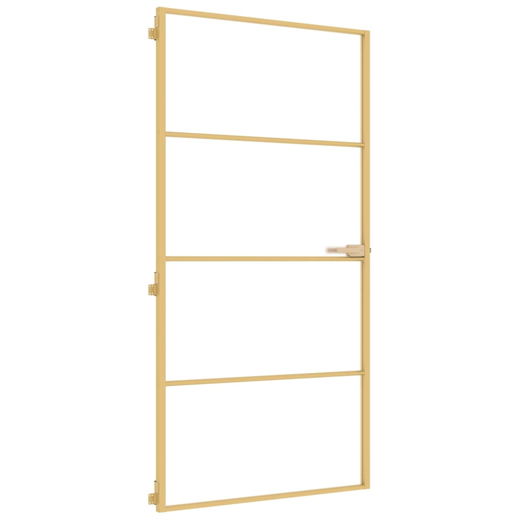 VidaXL Binnendeur smal 102,5x201,5 cm gehard glas en aluminium goud