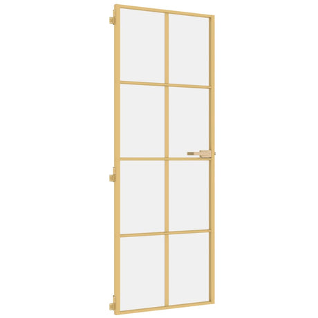 VidaXL Binnendeur smal 76x201,5 cm gehard glas en aluminium goudkleur