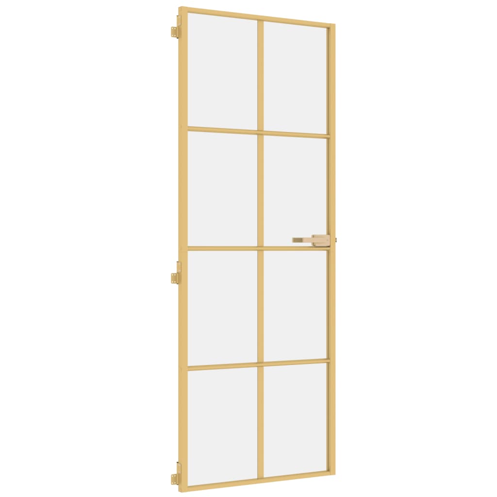 Vidaxl Porte intérieure étroite 76x201,5 cm Verre durci et couleur or en aluminium