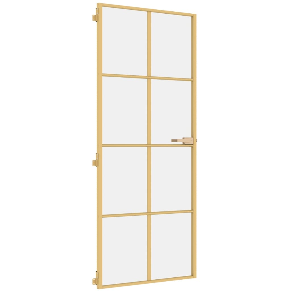 Vidaxl Porte intérieure étroite 83x201,5 cm Verre durci et couleur or en aluminium