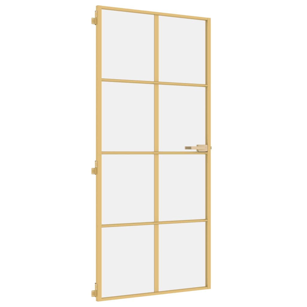 VidaXL Binnendeur smal 93x201,5 cm gehard glas en aluminium goudkleur