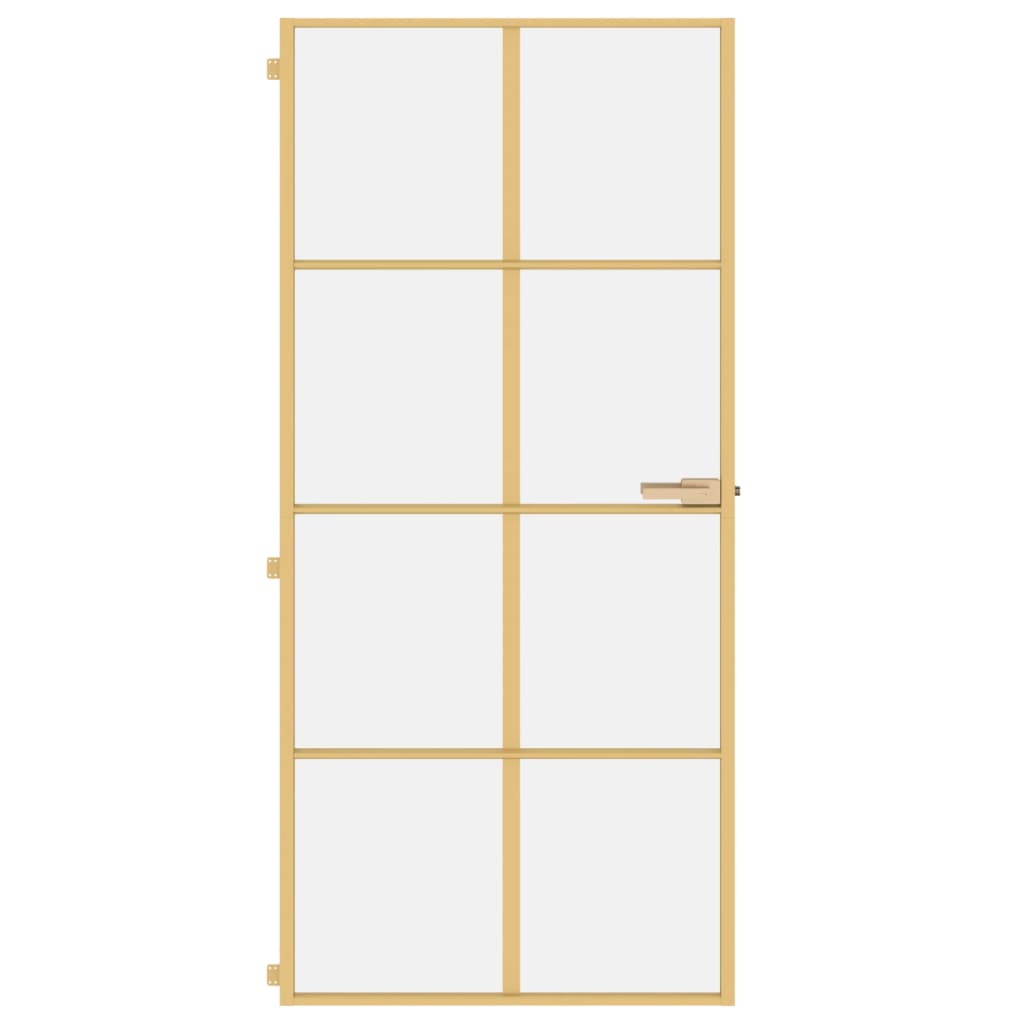 Vidaxl Porta interna stretta 93x201,5 cm in vetro temprato e colore in oro in alluminio