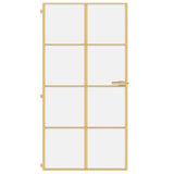 Vidaxl puerta interior estrecha 102.5x201.5 cm de vidrio endurecido y oro de aluminio