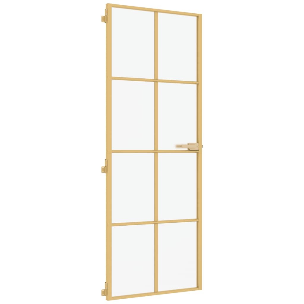 VidaXL Binnendeur smal 76x201,5 cm gehard glas en aluminium goudkleur