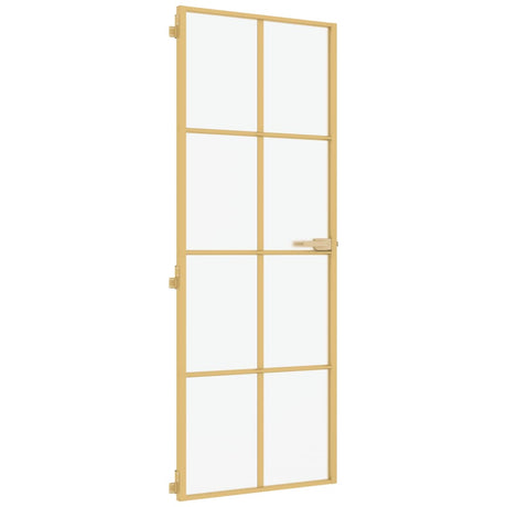 VidaXL Binnendeur smal 76x201,5 cm gehard glas en aluminium goudkleur