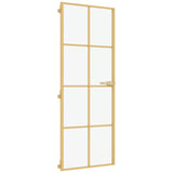 Vidaxl Porte intérieure étroite 76x201,5 cm Verre durci et couleur or en aluminium