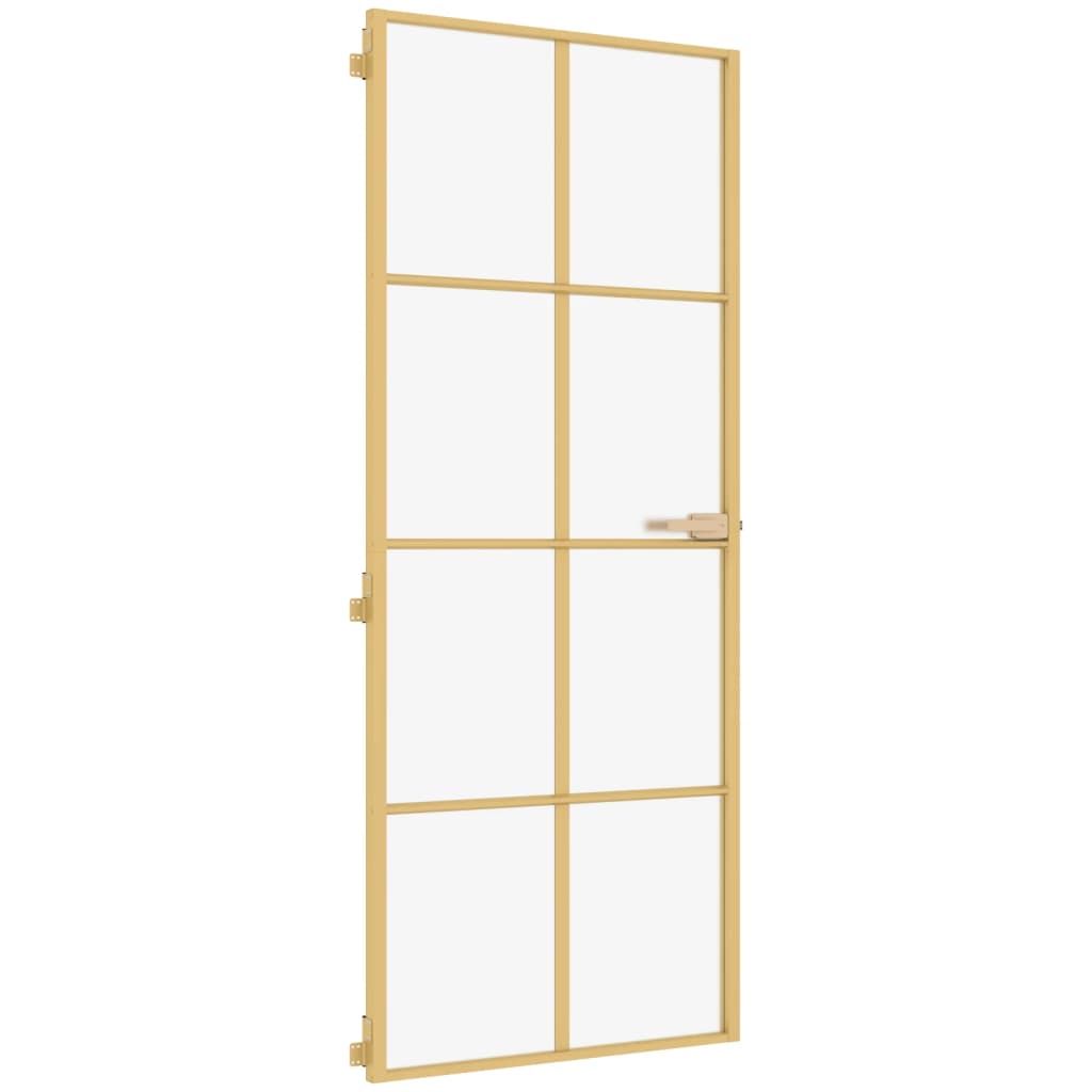 Vidaxl puerta interior estrecha 83x201.5 cm de vidrio endurecido y color de oro de aluminio