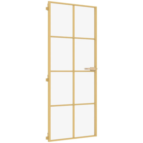 VidaXL Binnendeur smal 93x201,5 cm gehard glas en aluminium goudkleur