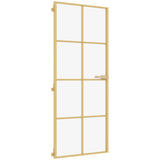 Vidaxl Porta interna stretta 93x201,5 cm in vetro temprato e colore in oro in alluminio