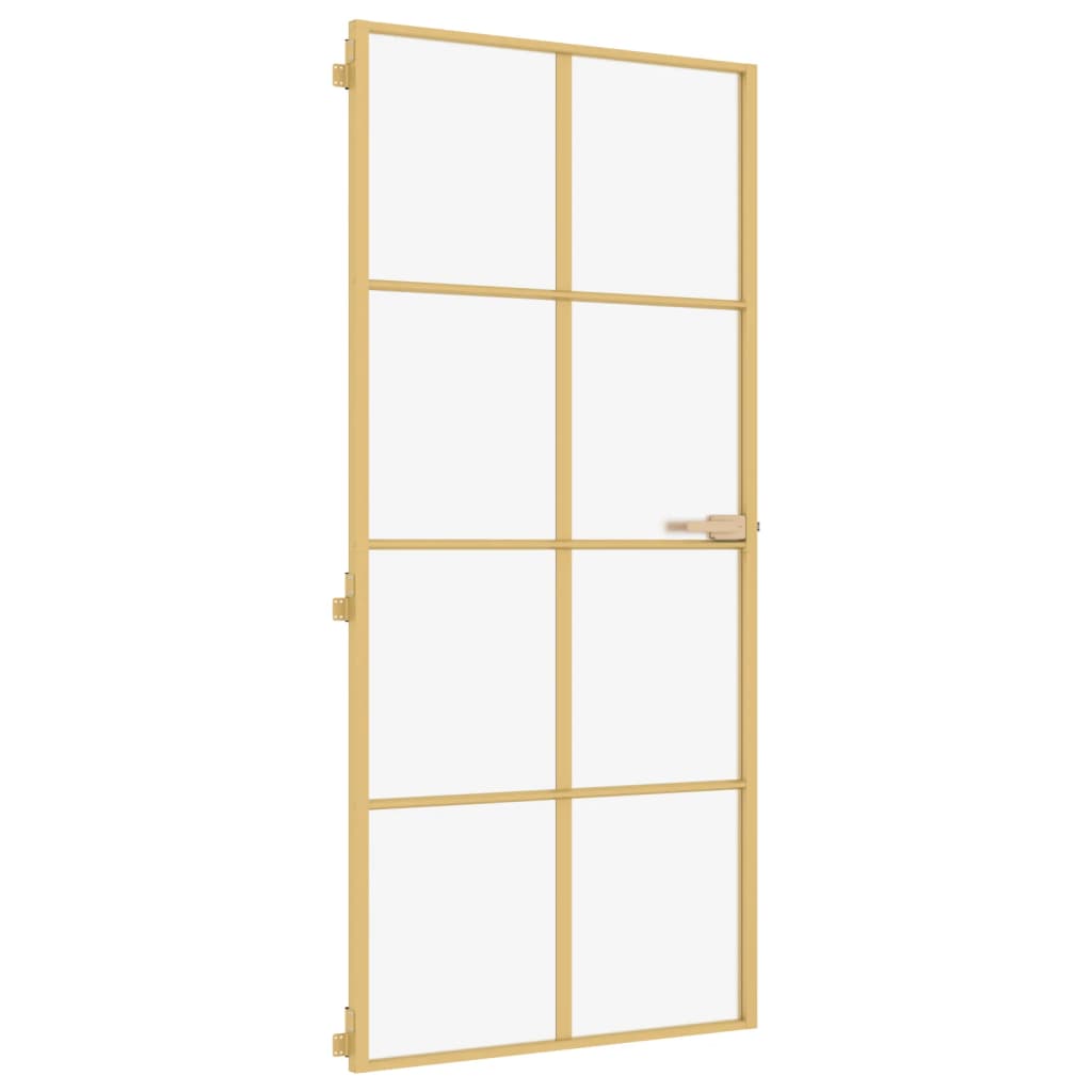 Vidaxl Porta interna stretta 93x201,5 cm in vetro temprato e colore in oro in alluminio