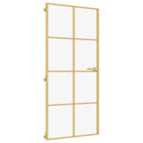 Vidaxl Porta interna stretta 93x201,5 cm in vetro temprato e colore in oro in alluminio