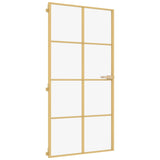 Vidaxl puerta interior estrecha 102.5x201.5 cm de vidrio endurecido y oro de aluminio