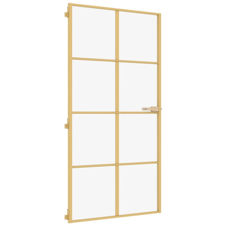 VidaXL Binnendeur smal 102,5x201,5 cm gehard glas en aluminium goud