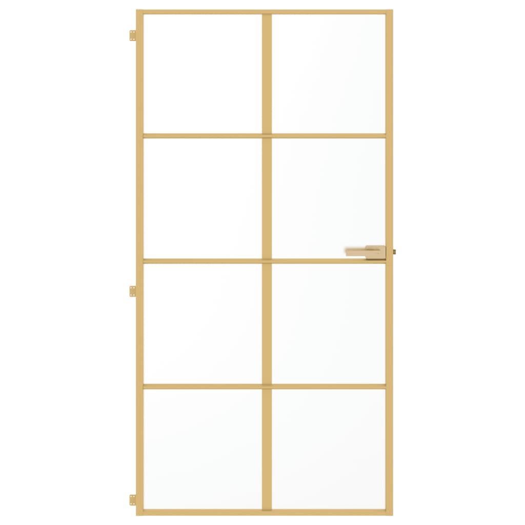 Vidaxl puerta interior estrecha 102.5x201.5 cm de vidrio endurecido y oro de aluminio