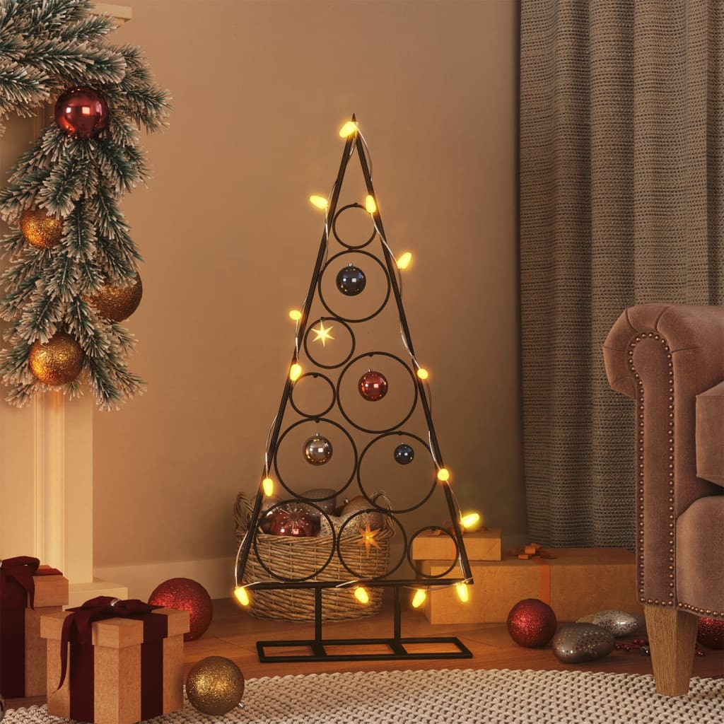 Vidaxl Décoration de Noël arbre de Noël 90 cm en métal noir