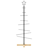 Vidaxl kerstdecoratie kerstboom met houten basis 120 cm metaal zwart