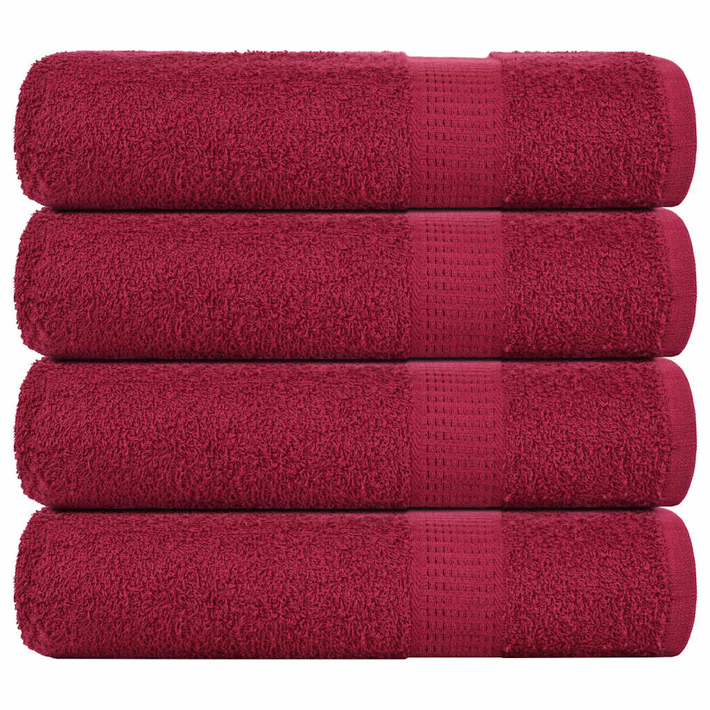 Serviettes de douche vidaxl 4 st 70x140cm 360g m² 100% coton rouge borgogne rouge