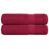 Serviettes de bain vidaxl 2 ST 100x150 cm 360 g m² 100% coton rouge bourgogne rouge