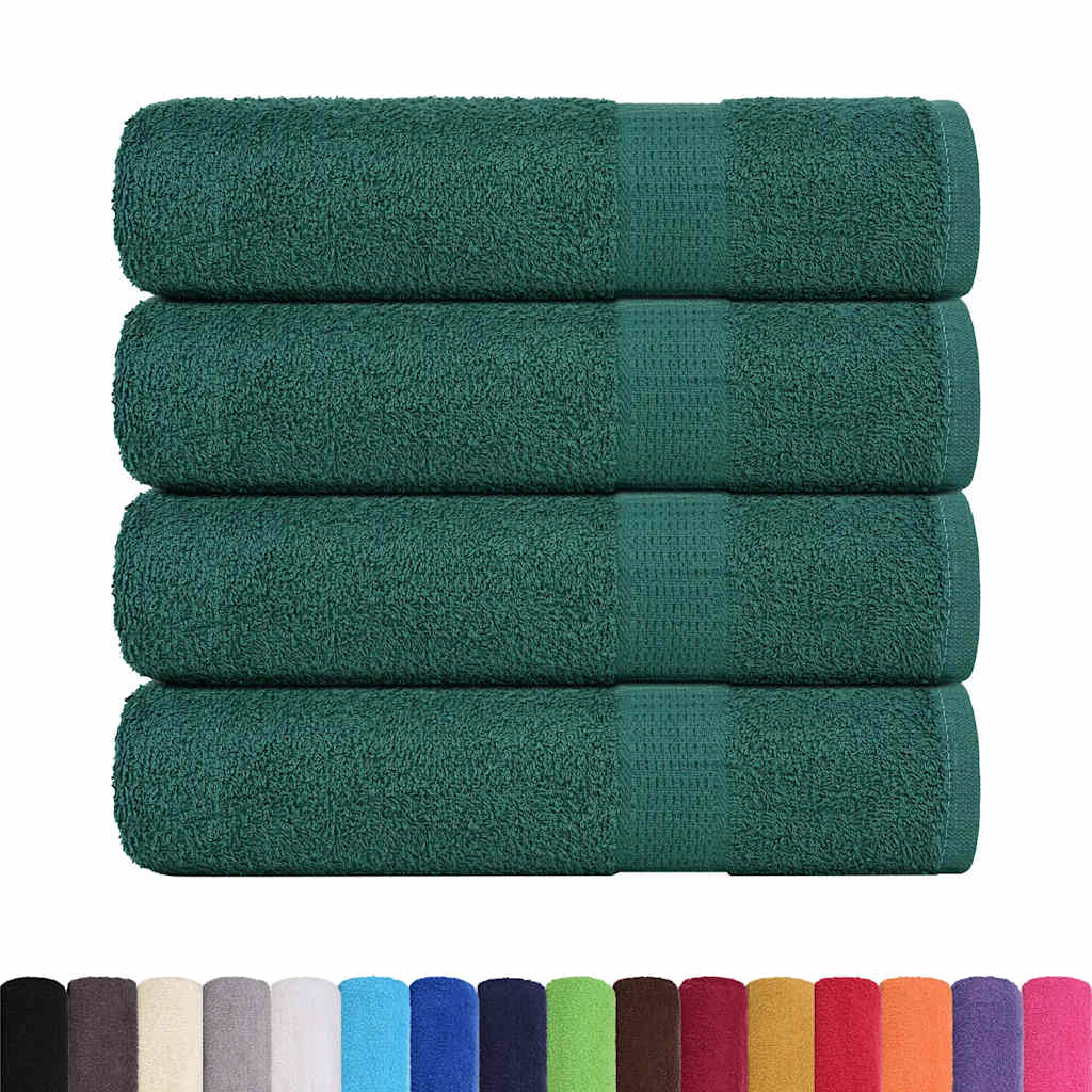 Asciugamani da bagno Vidaxl 4 St 100x150 cm 360 g m² 100% di cotone verde