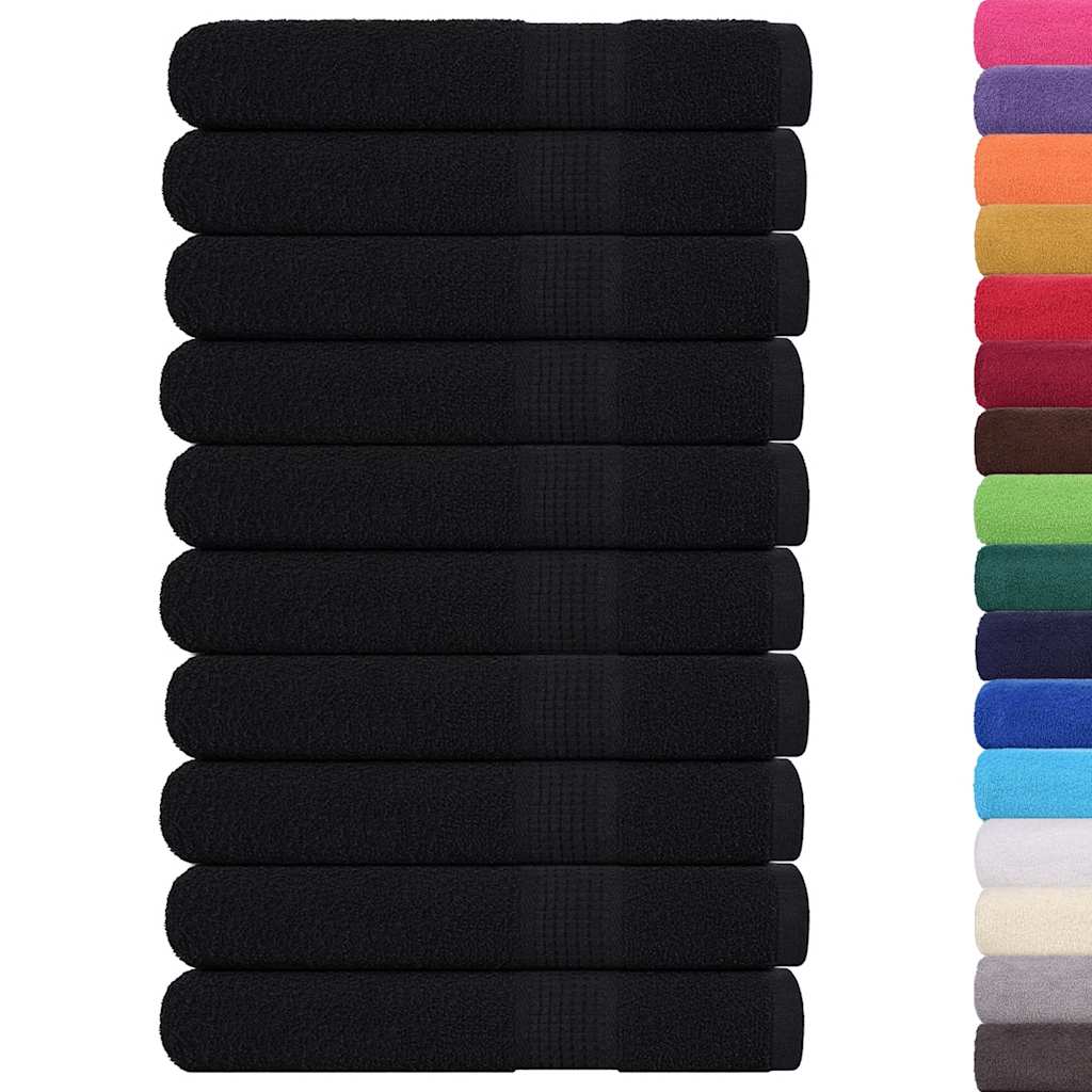 Vidaxl towels 10 pcs 100x200 cm 360 g m² 100% cotton black