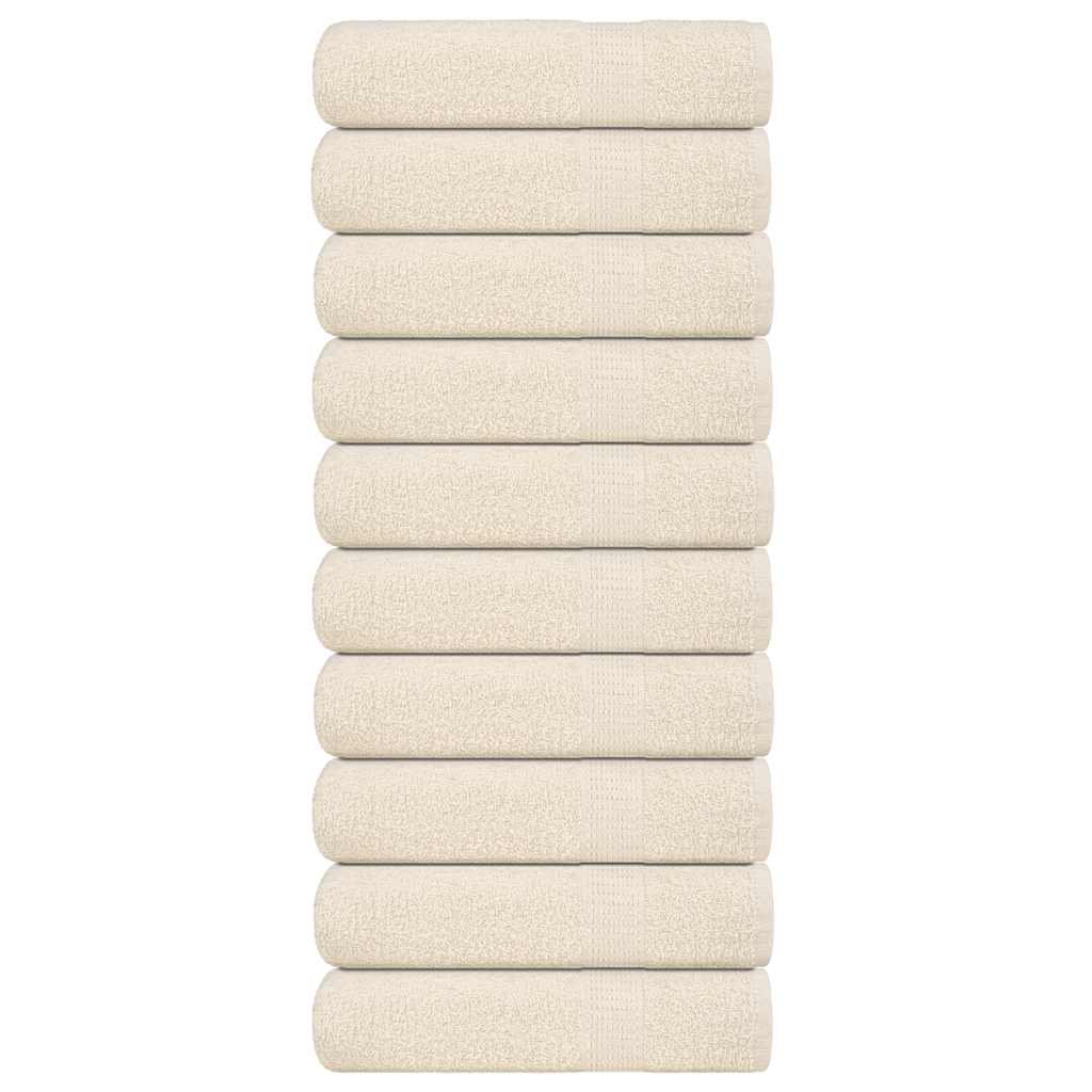 Serviettes de douche vidaxl 10 st 70x140 cm 360 g m² 100% coton crème