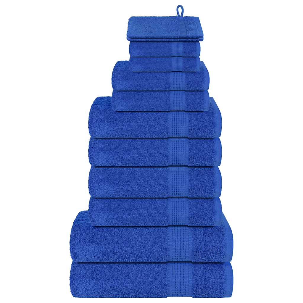 Vidaxl 12-teiliges Handtuchset 360 g m² 100% Baumwollblau