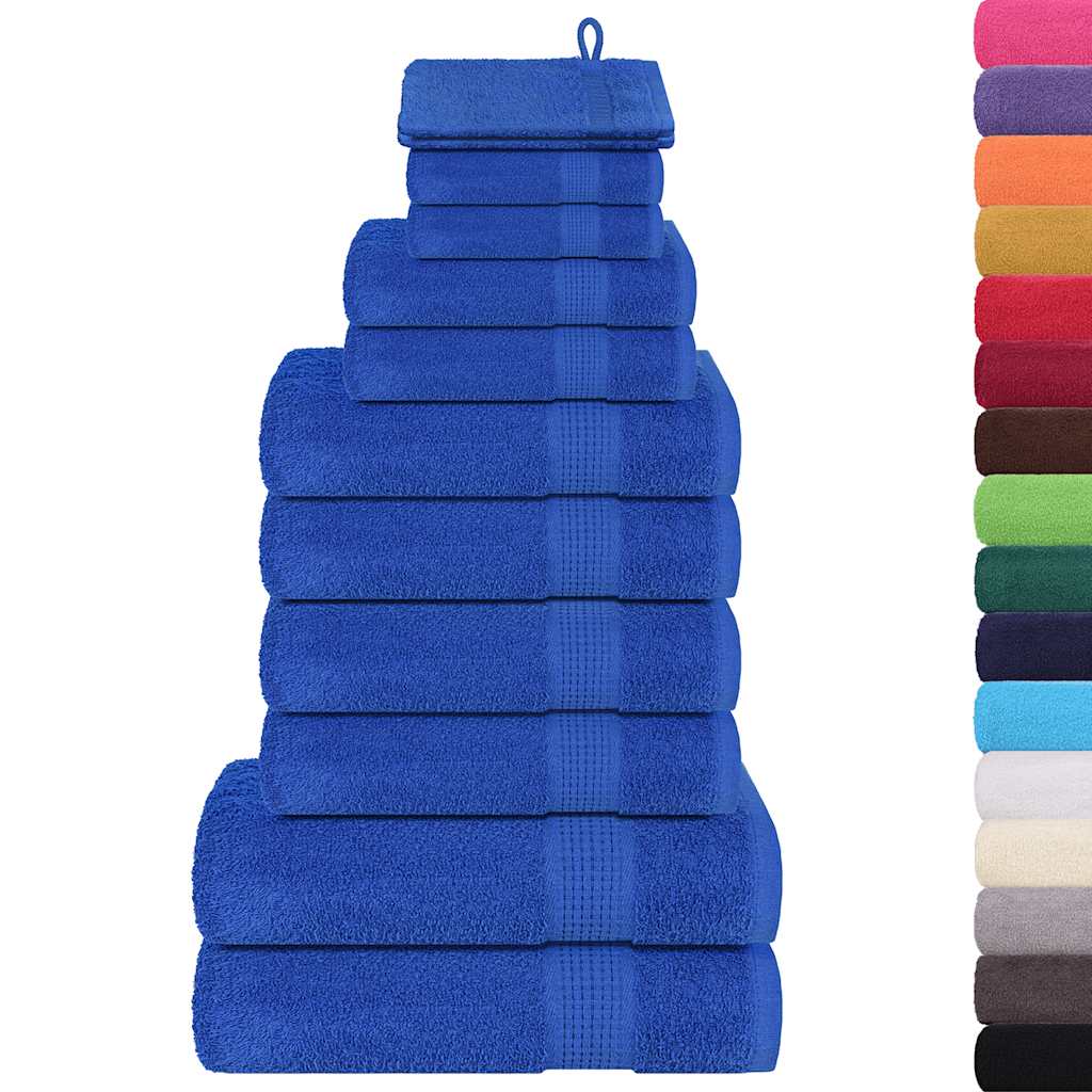 Ensemble de serviettes Vidaxl 12 pièces 360 g m² 100% coton bleu