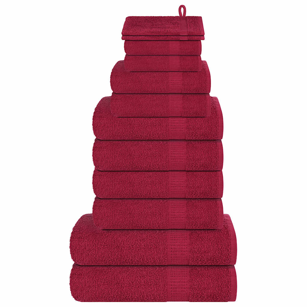 Ensemble de serviettes Vidaxl 12 pièces 360 g m² 100% coton Bourgogne rouge