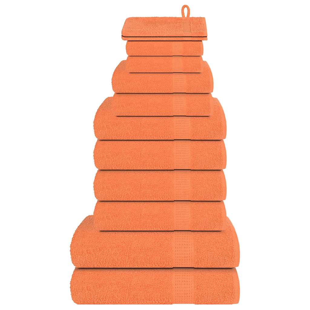 Vidaxl Conjunto de toallas de 12 piezas 360 g m² 100% de algodón naranja