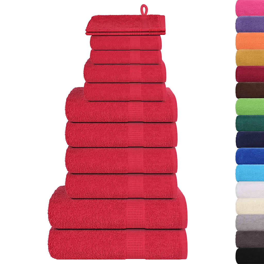 Ensemble de serviettes Vidaxl 12 pièces 360 g m² 100% de coton rouge