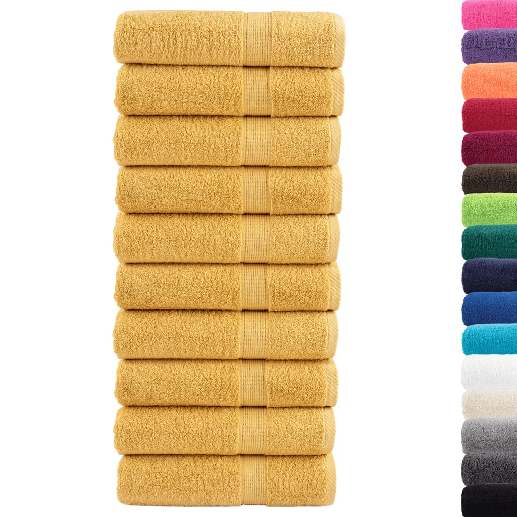 Vidaxl Bad Towel Folitie 10 st 600 g m² ass 100x150 cm Gold faarweg