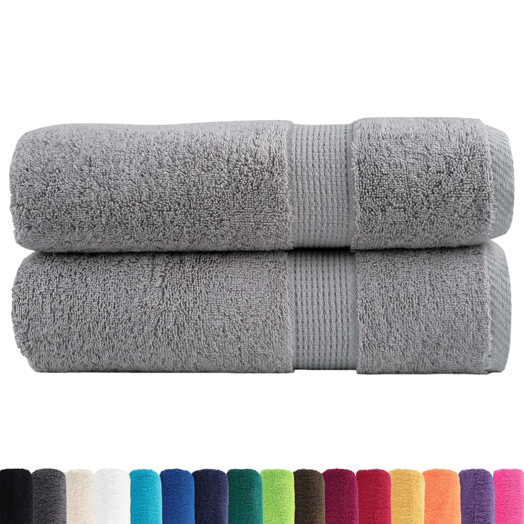 Vidaxl Bad Towel loliten 2 PCs 600 g m² Wéi 70440 cm Grey